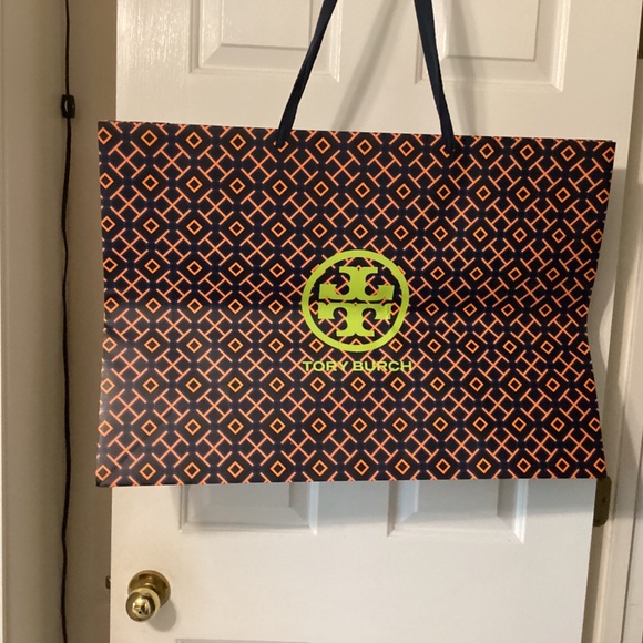 Tote Tory Burch paper tote bag XXL blue orange lime green - Picture 1 of 3